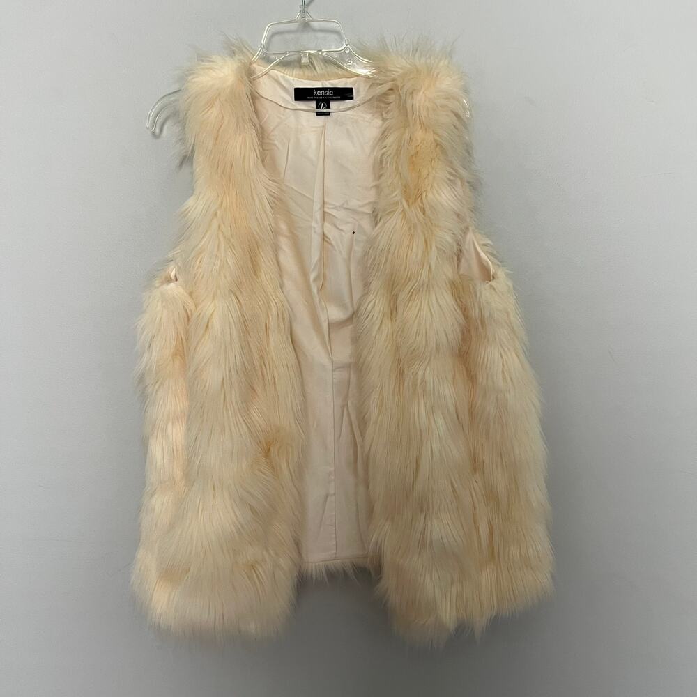 Kensie Women's Cream Faux Fur Vest Size Large